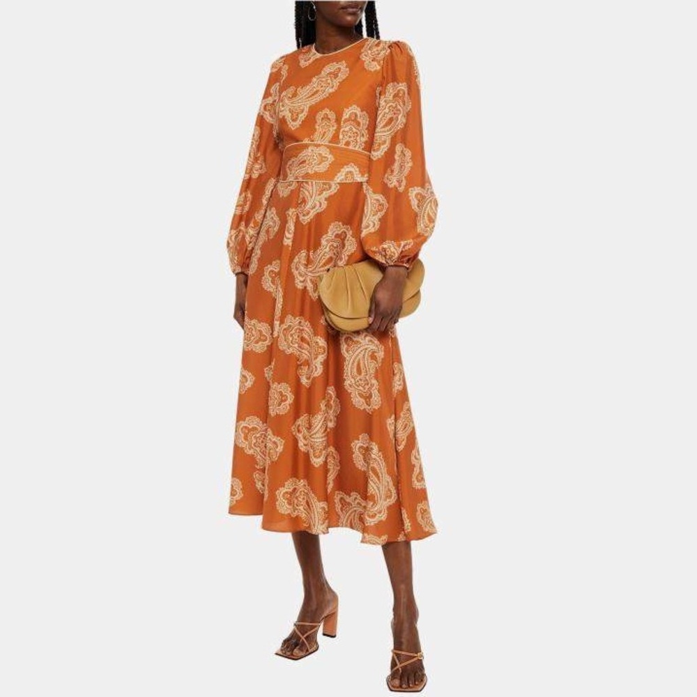 Zimmermann Orange Paisley Midi Dress